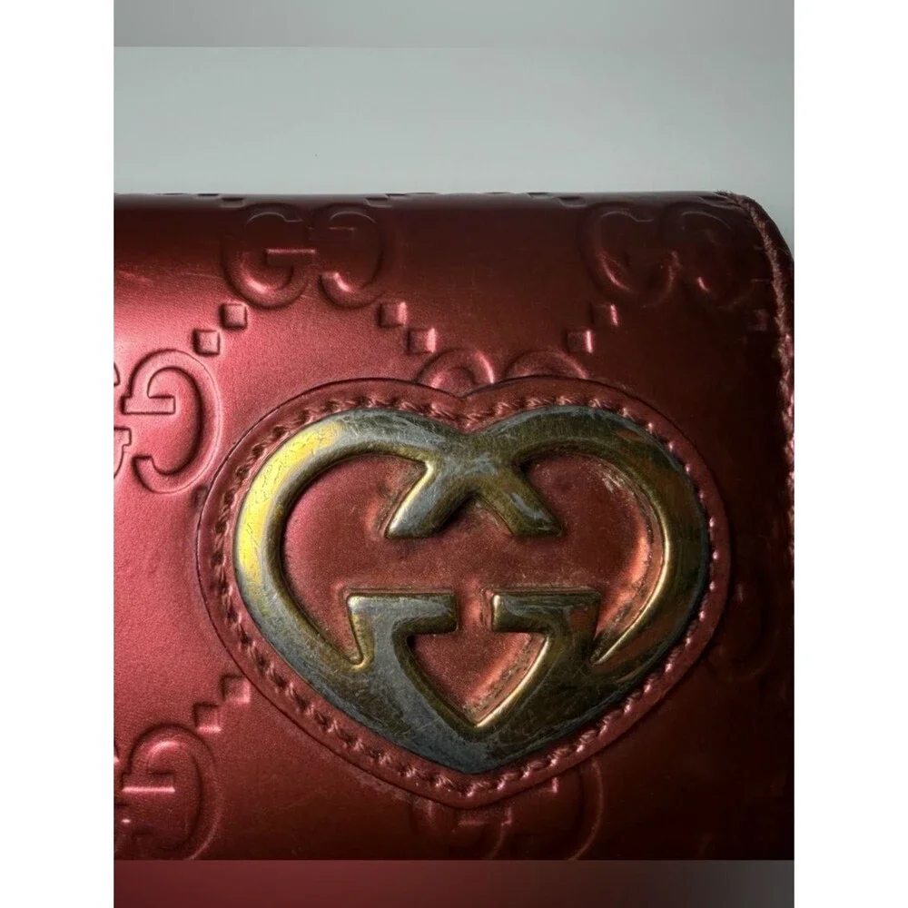 Gucci Metallic Rose Red Guccissima Continental Wallet - Picture 9 of 16